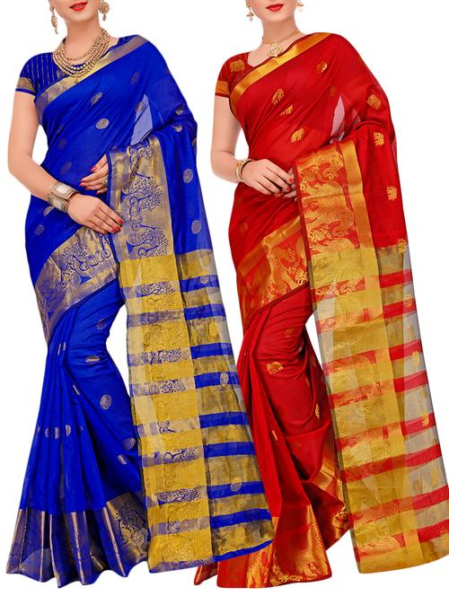 combos banarasi saree with blouse - 16057784 - Very Small Image - 1