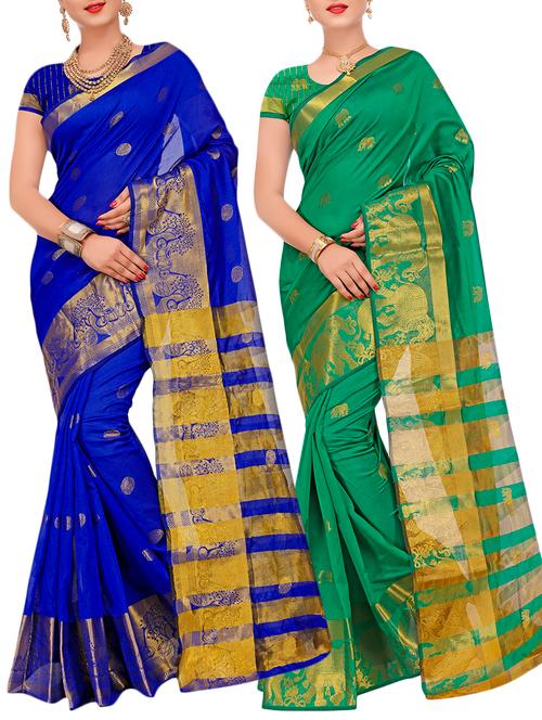 combos banarasi saree with blouse - 16057787 - Very Small Image - 1