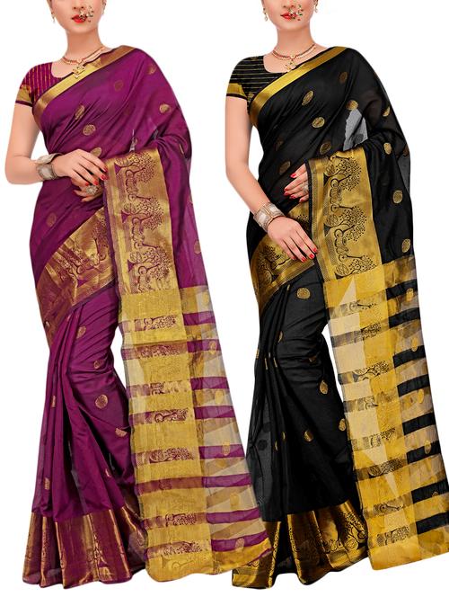 combos banarasi saree with blouse - 16057789 - Very Small Image - 1