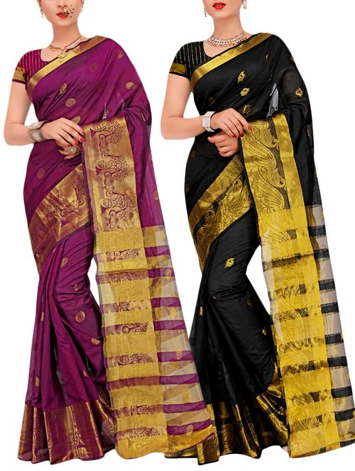 combos banarasi saree with blouse - 16057793 - Very Small Image - 1