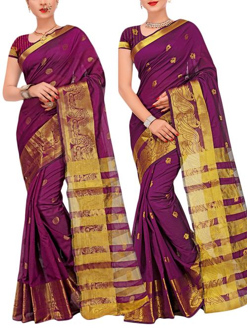 combos banarasi saree with blouse - 16057794 - Very Small Image - 1