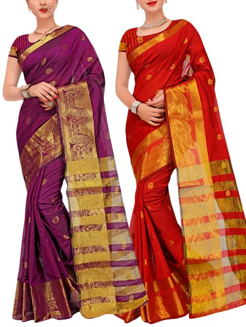 combos banarasi saree with blouse - 16057795 - Very Small Image - 1