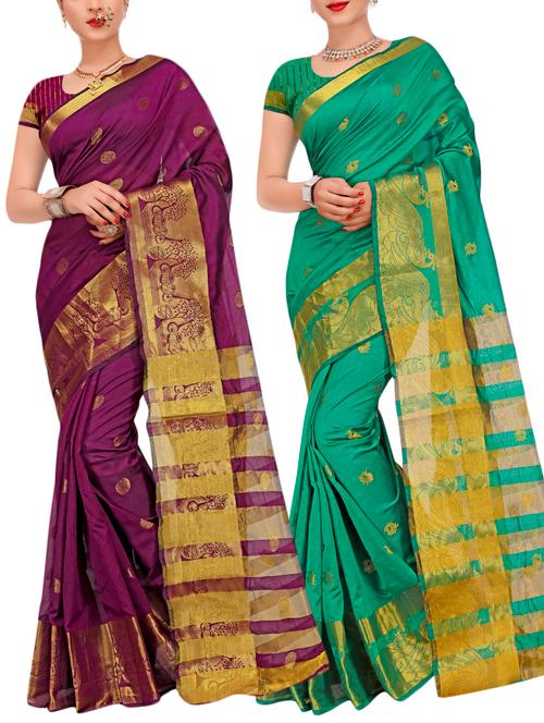 combos banarasi saree with blouse - 16057796 - Very Small Image - 1
