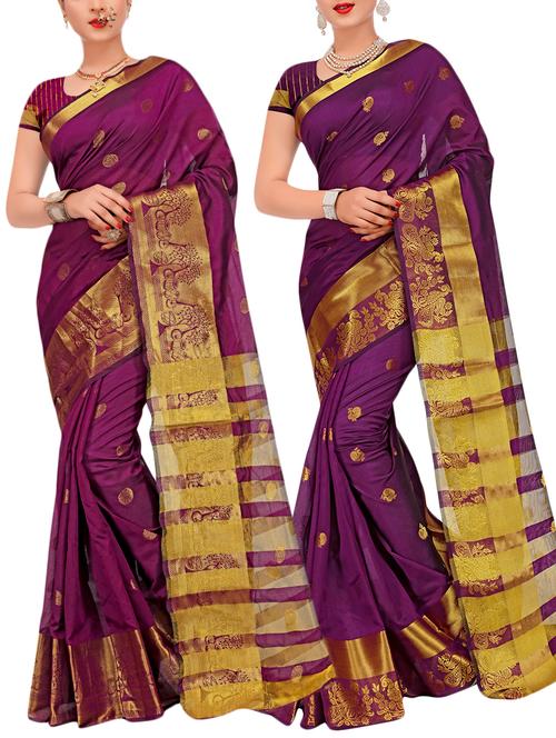 combos banarasi saree with blouse - 16057801 - Very Small Image - 1
