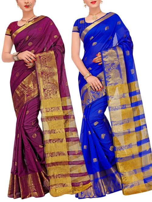 combos banarasi saree with blouse - 16057804 - Very Small Image - 1