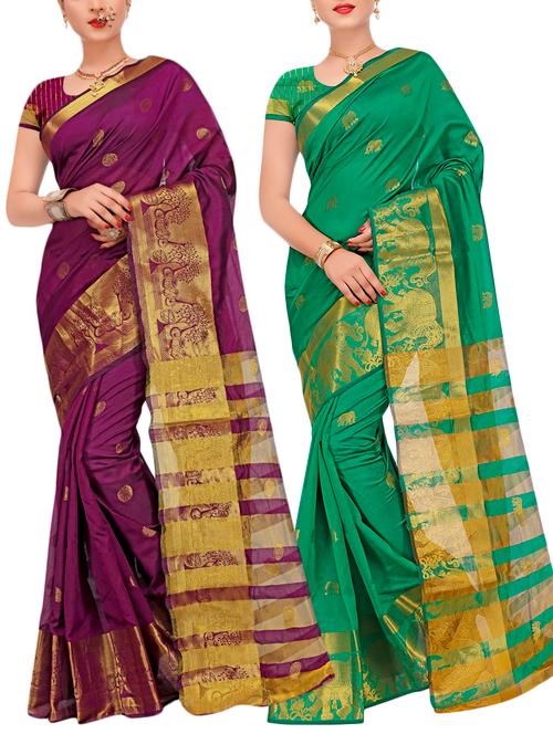 combos banarasi saree with blouse - 16057805 - Very Small Image - 1