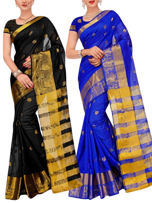 combos banarasi saree with blouse - 16057816 - Very Small Image - 1