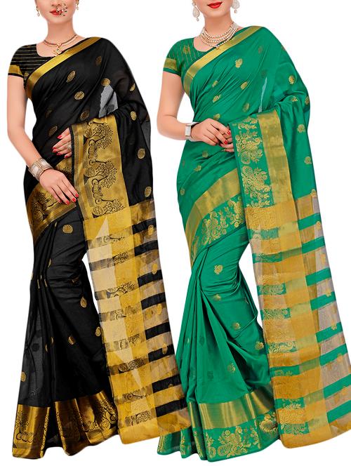 combos banarasi saree with blouse - 16057817 - Very Small Image - 1