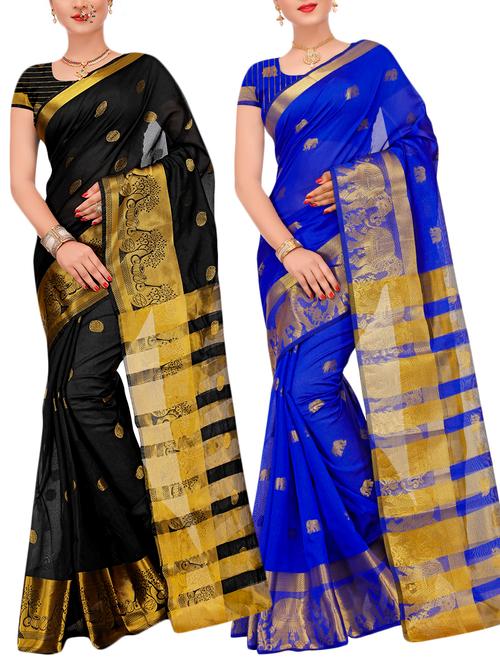 combos banarasi saree with blouse - 16057821 - Very Small Image - 1