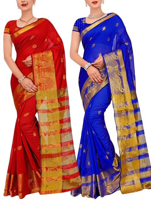 combos banarasi saree with blouse - 16057824 - Very Small Image - 1