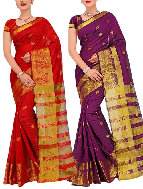 combos banarasi saree with blouse - 16057826 - Very Small Image - 1