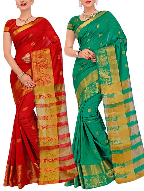 combos banarasi saree with blouse - 16057832 - Very Small Image - 1