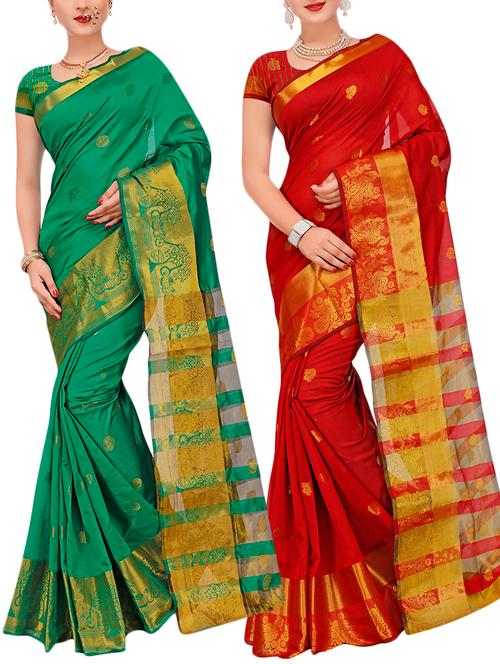 combos banarasi saree with blouse - 16057843 - Very Small Image - 1