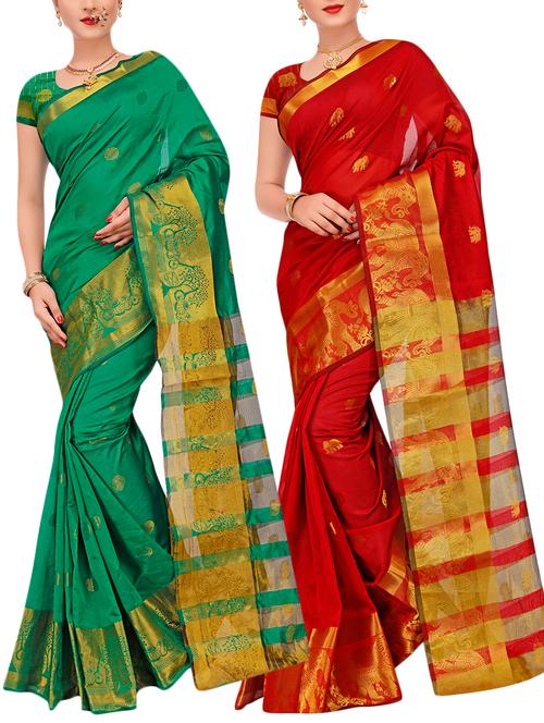 combos banarasi saree with blouse - 16057846 - Very Small Image - 1