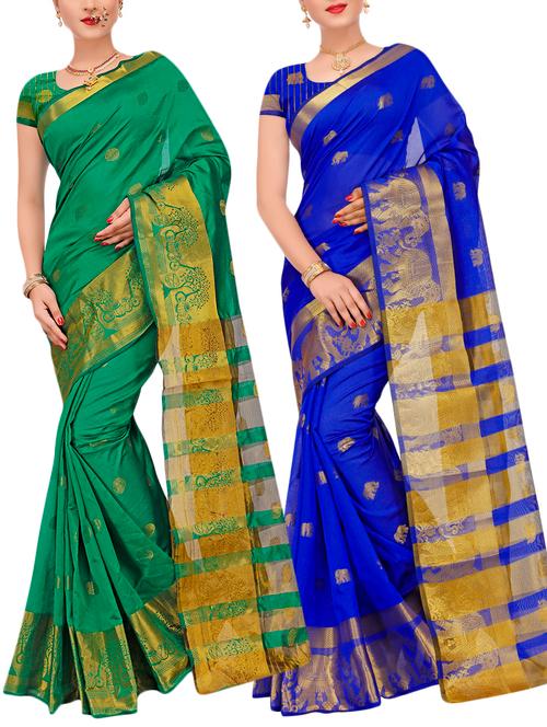 combos banarasi saree with blouse - 16057848 - Very Small Image - 1