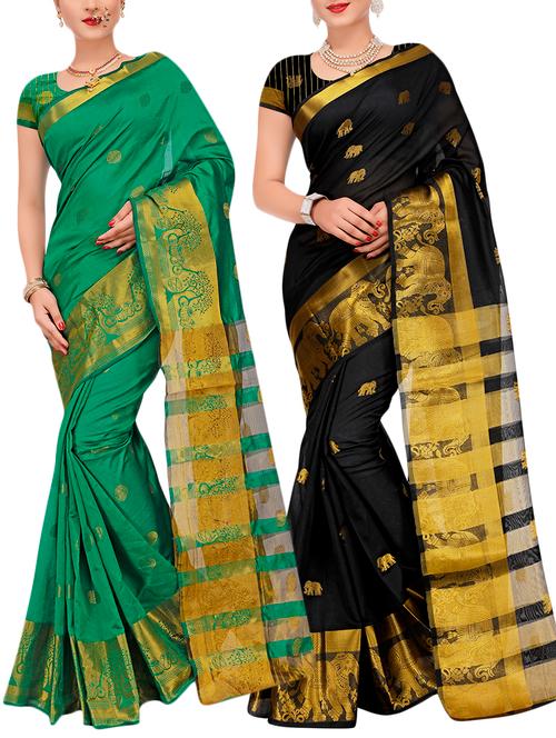 combos banarasi saree with blouse - 16057849 - Very Small Image - 1