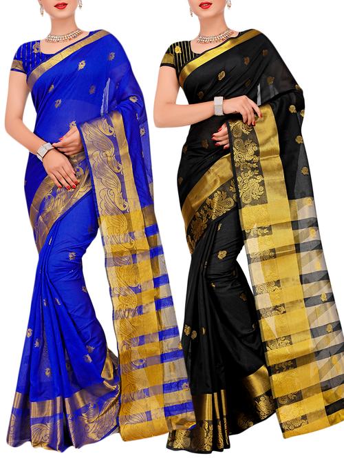 combos banarasi saree with blouse - 16057850 - Very Small Image - 1