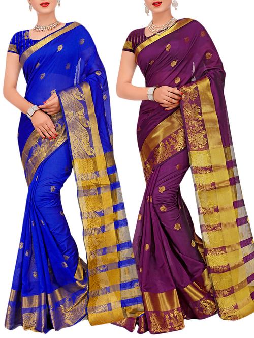 combos banarasi saree with blouse - 16057854 - Very Small Image - 1
