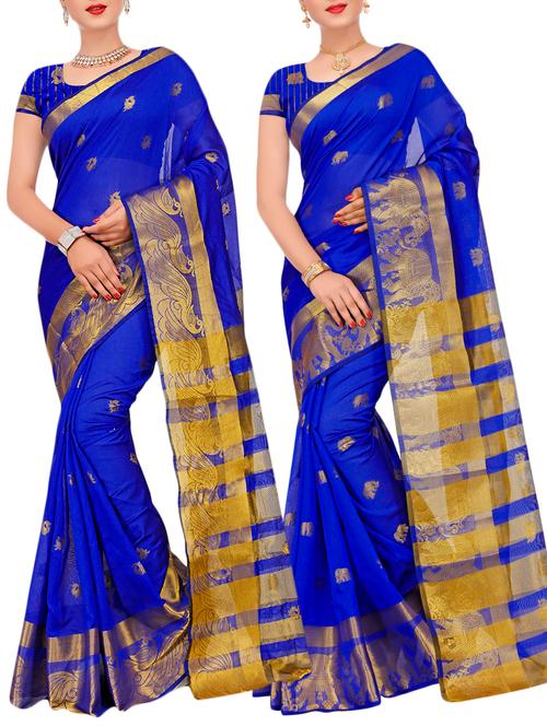 combos banarasi saree with blouse - 16057857 - Very Small Image - 1