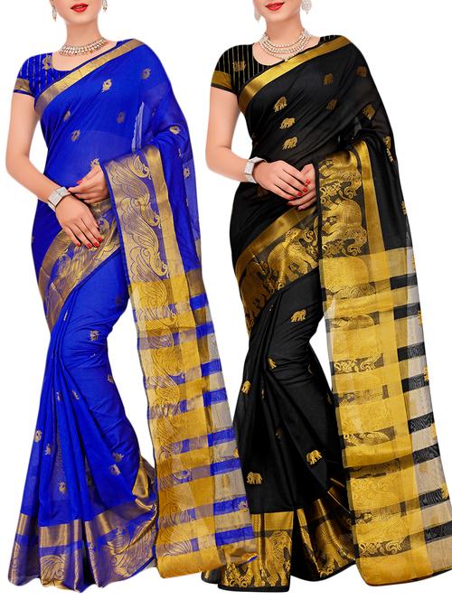 combos banarasi saree with blouse - 16057859 - Very Small Image - 1
