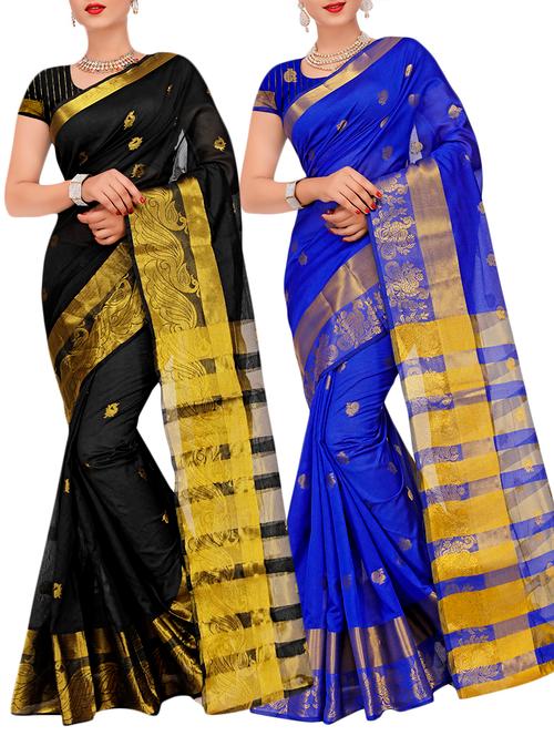 combos banarasi saree with blouse - 16057862 - Very Small Image - 1