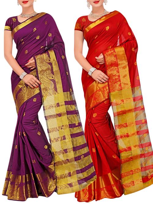 combos banarasi saree with blouse - 16057870 - Very Small Image - 1