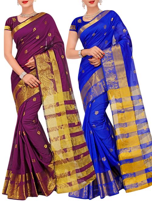 combos banarasi saree with blouse - 16057871 - Very Small Image - 1