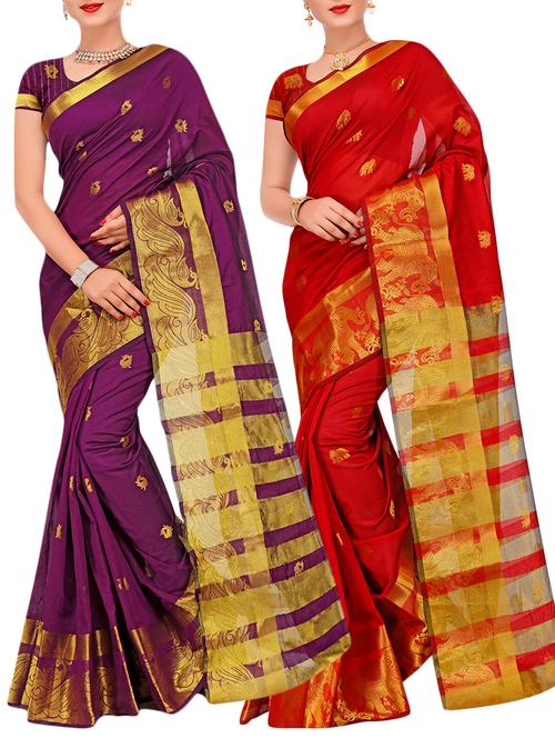 combos banarasi saree with blouse - 16057874 - Very Small Image - 1