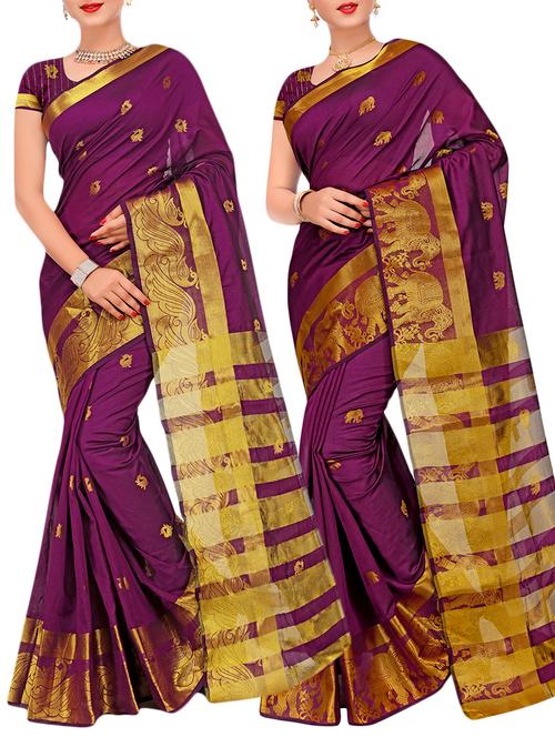 combos banarasi saree with blouse - 16057876 - Very Small Image - 1
