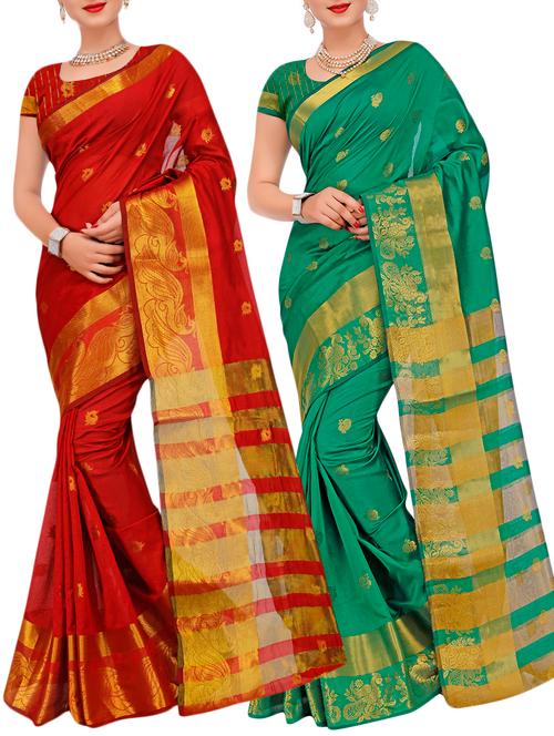 combos banarasi saree with blouse - 16057882 - Very Small Image - 1