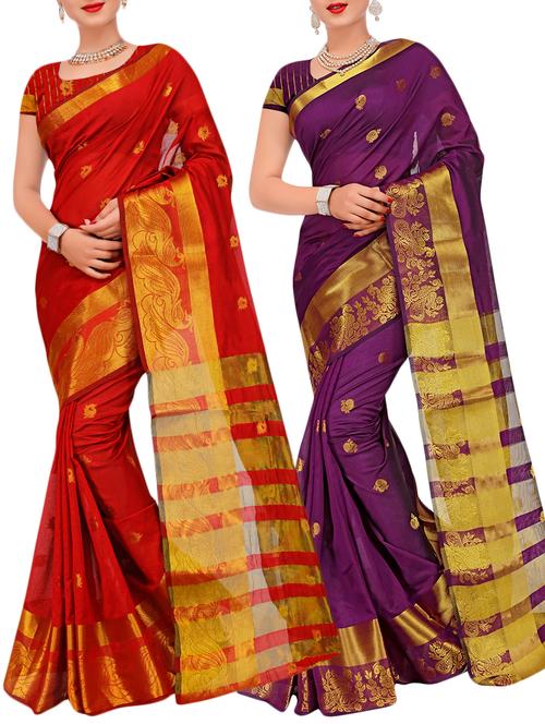 combos banarasi saree with blouse - 16057883 - Very Small Image - 1