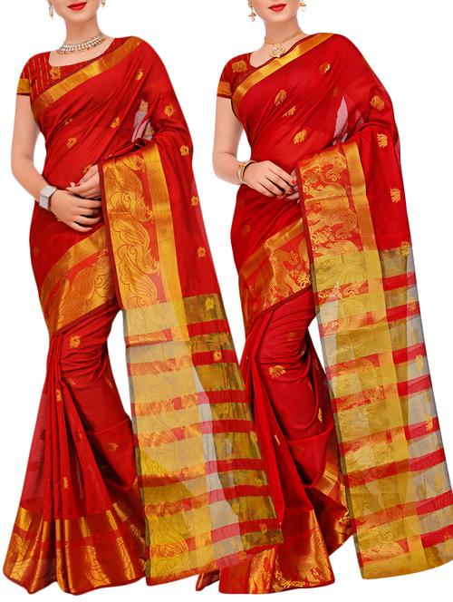 combos banarasi saree with blouse - 16057884 - Very Small Image - 1