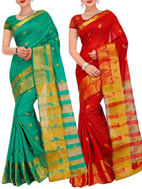 combos banarasi saree with blouse - 16057890 - Very Small Image - 1