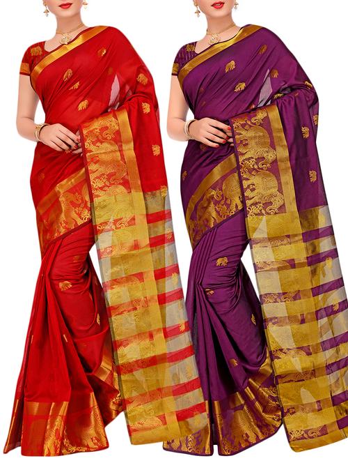 combos banarasi saree with blouse - 16057897 - Very Small Image - 1