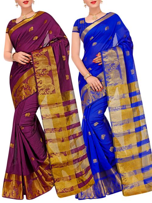 combos banarasi saree with blouse - 16057901 - Very Small Image - 1