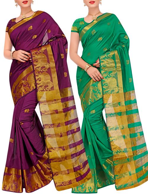combos banarasi saree with blouse - 16057902 - Very Small Image - 1