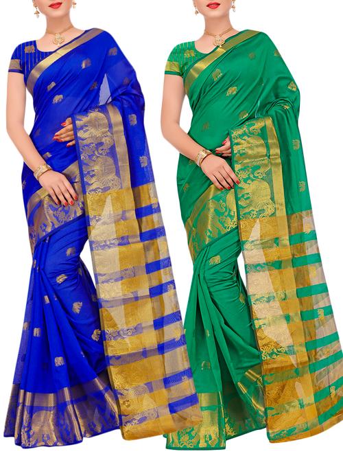 combos banarasi saree with blouse - 16057904 - Very Small Image - 1
