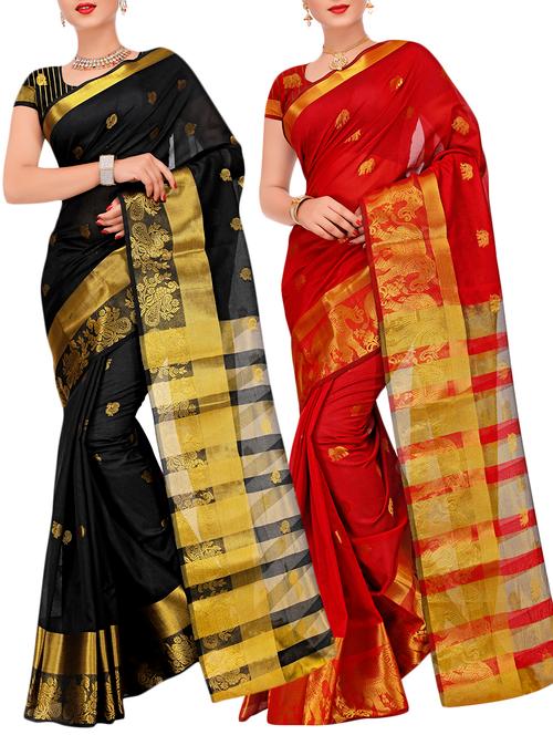 combos banarasi saree with blouse - 16057907 - Very Small Image - 1