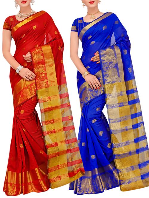 combos banarasi saree with blouse - 16057914 - Very Small Image - 1