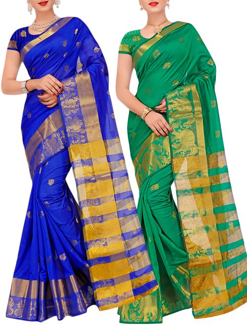 combos banarasi saree with blouse - 16057921 - Very Small Image - 1