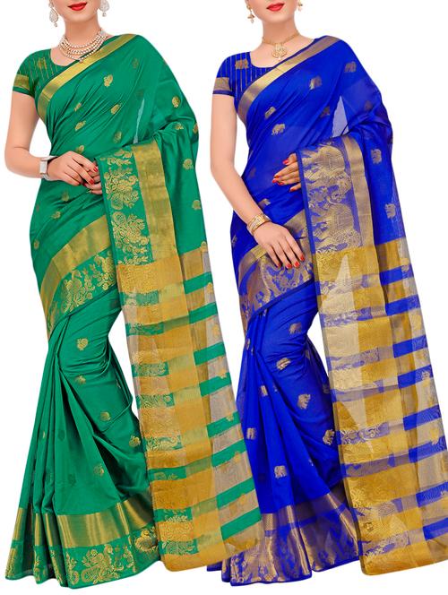 combos banarasi saree with blouse - 16057925 - Very Small Image - 1