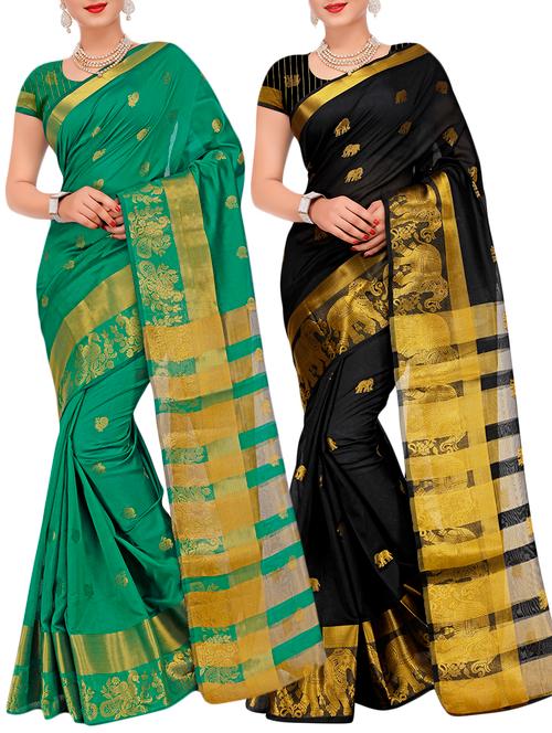 combos banarasi saree with blouse - 16057927 - Very Small Image - 1