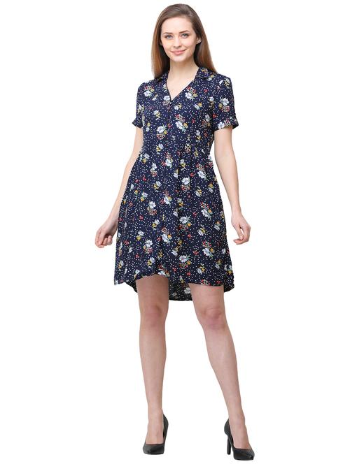 floral polka dots button up a-line dress - 16058184 - Very Small Image - 1