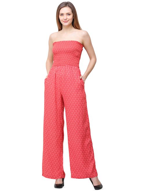 off shoulder smocked full leg jumpsuit - 16058198 - Very Small Image - 1