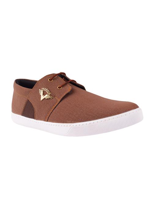 tan leatherette lace up sneakers - 16058410 - Very Small Image - 1
