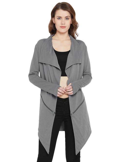 zipper detail asymmetric shrug - 16058681 - Very Small Image - 1