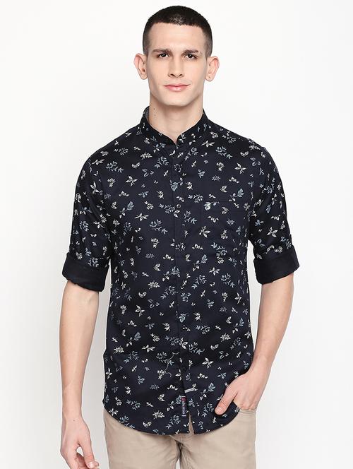 navy blue printed casual shirt - 16059161 - Very Small Image - 1