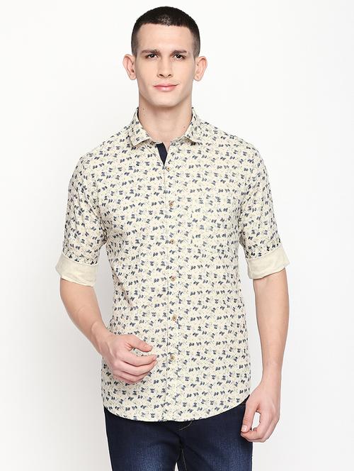 beige printed casual shirt - 16059166 - Very Small Image - 1