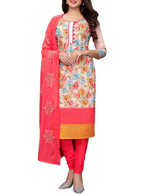 chikankari floral unstitched suit - 16059223 - Very Small Image - 1