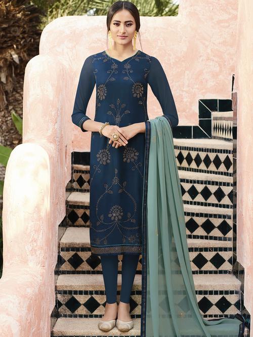 swaroski work semi-stitched suit - 16059509 - Very Small Image - 1